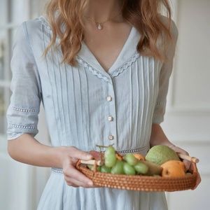 NWT Fiona Cotton Dusty Blue Midi Dress | Simple Retro | US M